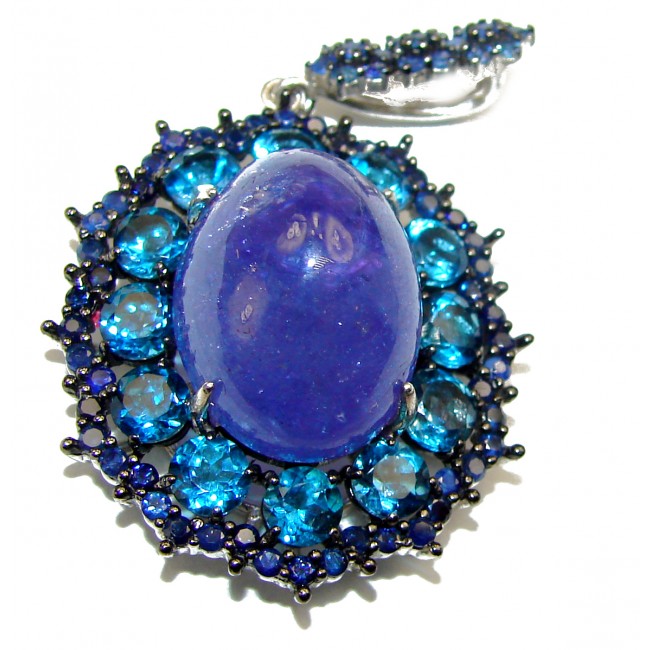 Authentic African Tanzanite Sapphire .925 Sterling Silver handmade pendant