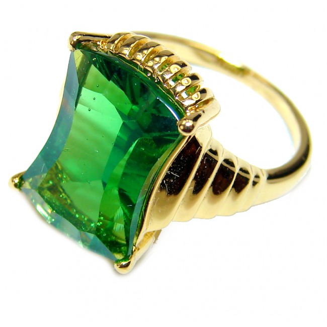 My heart Authentic volcanic Green Helenite 18K Gold over .925 Sterling Silver ring s. 5 1/4