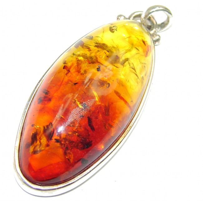 Huge Baltic Polish Amber Sterling Silver handcrafted pendant