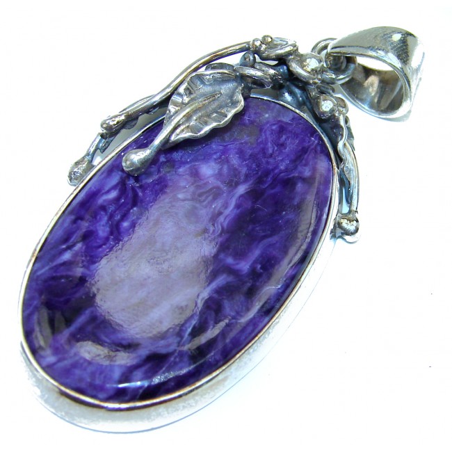 Natural Siberian Charoite .925 Sterling Silver handcrafted pendant