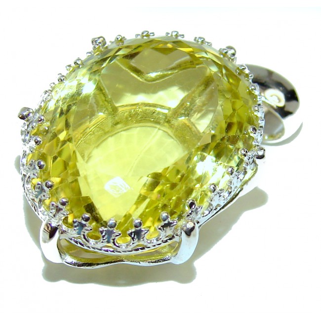 Oval cut 28.5 carat Genuine Lemon Quartz .925 Sterling Silver handcrafted pendant