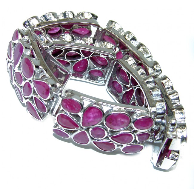 Victorian Style Authentic Red Ruby .925 Sterling Silver handcrafted Bracelet