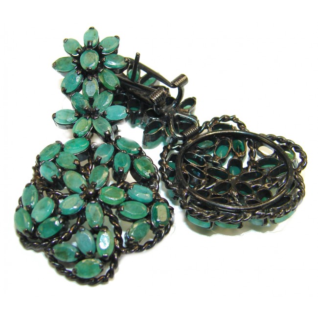 Sublime Emerald black rhodium over .925 Sterling Silver handmade earrings