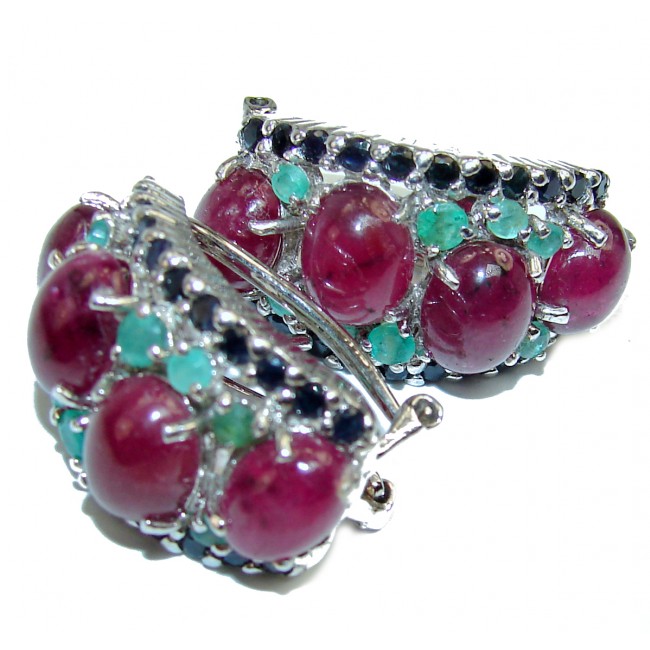 Spectacular Ruby .925 Sterling Silver handcrafted earrings