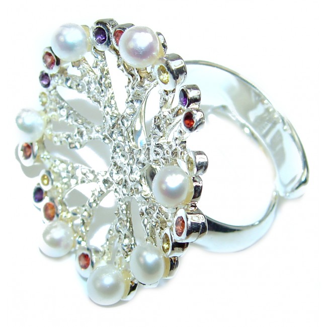 Natural Pearl .925 Sterling Silver handcrafted Ring s. 9