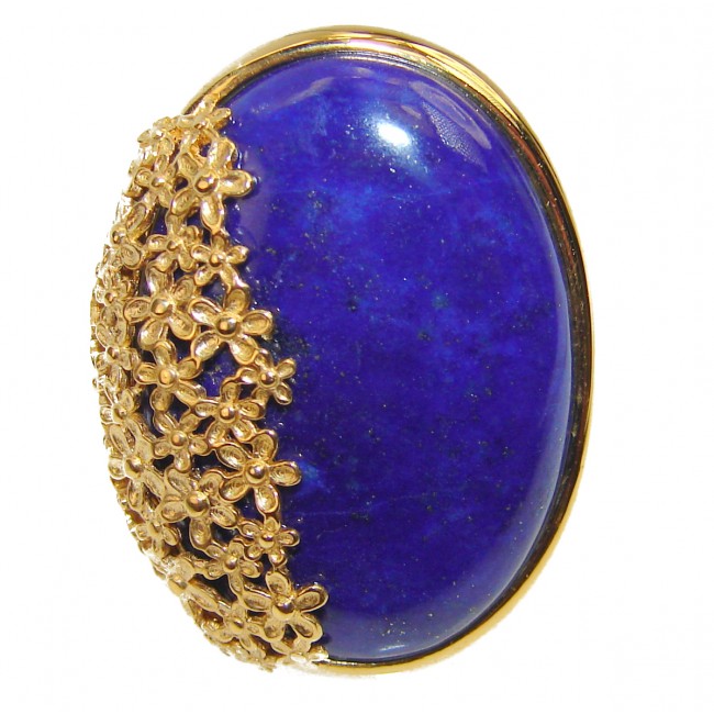 Spectacular Natural Lapis Lazuli 14K Gold over .925 Sterling Silver handcrafted ring size 8