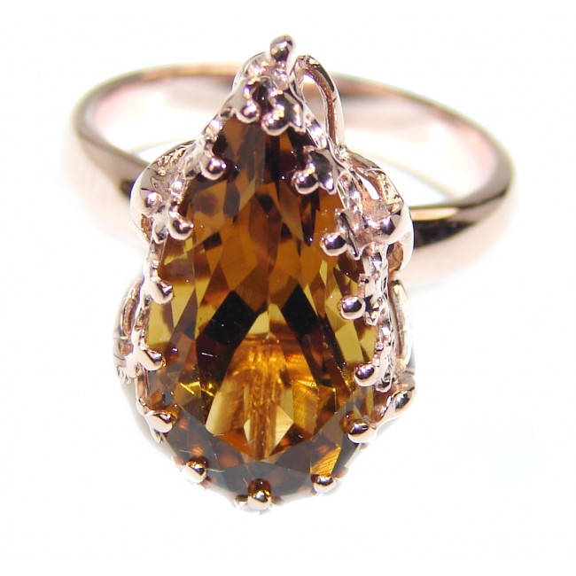 Authentic Smoky Topaz 18K Rose Gold over .925 Sterling Silver handcrafted ring s. 6