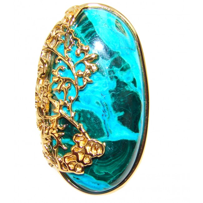 Authentic Chrysocolla 18K Gold over .925 Sterling Silver handcrafted ring size 9 1/2