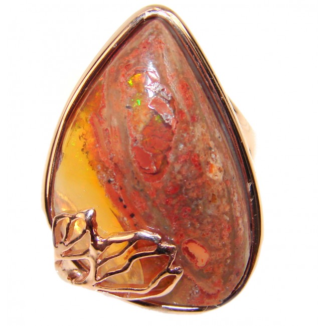 Excellent quality Mexican Opal 18K Gold over .925 Sterling Silver handcrafted Ring size 7
