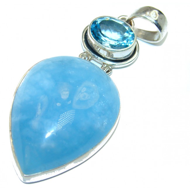 Natural HUGE 65.5 ct Aquamarine .925 Sterling Silver handcrafted pendant