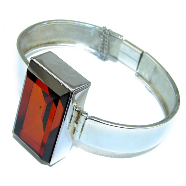 Huge Genuine faceted Baltic Amber .925 Sterling Silver Bracelet / Cuff