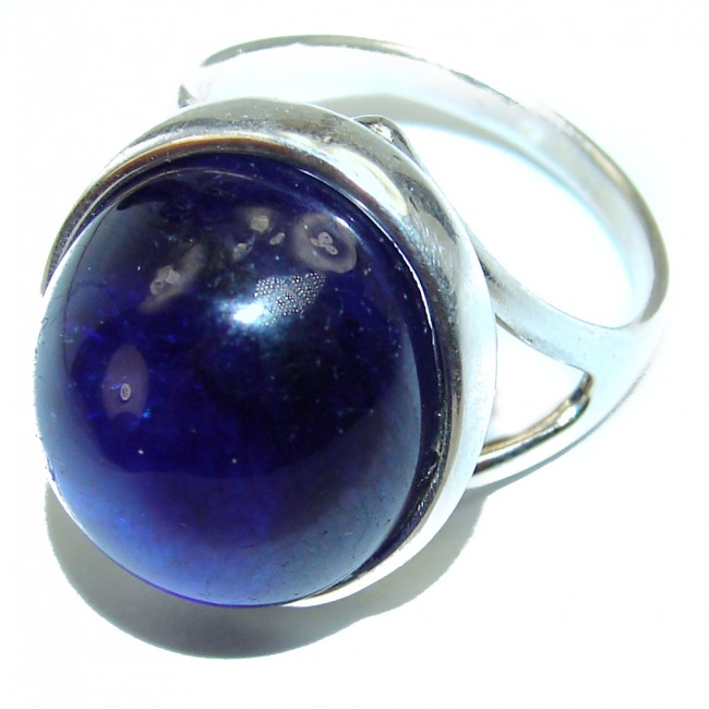 Royal quality unique Sapphire .925 Sterling Silver handcrafted Ring size 9 3/4
