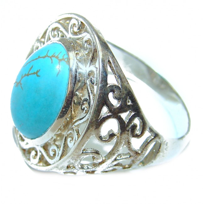 Copper Turquoise .925 Sterling Silver ring; s. 8 1/4