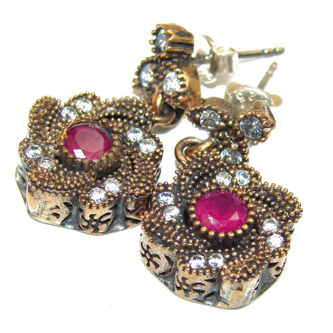 Vintage Design created Ruby .925 Sterling Silver earrings