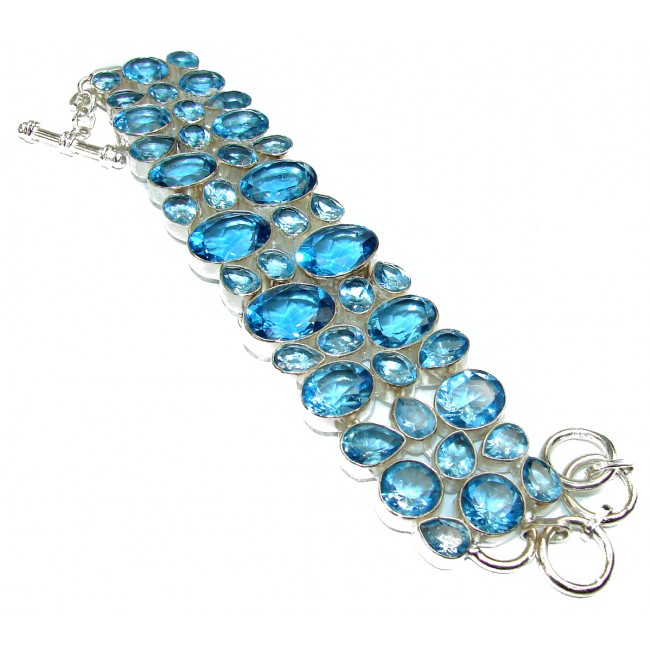 Magic Sea Electric Blue Quartz .925 Sterling Silver Bracelet