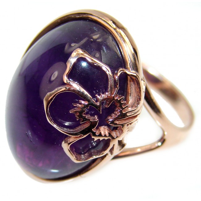 Purple Beauty 10.5 carat Amethyst 18K Rose Gold over .925 Sterling Silver Ring size 8 3/4