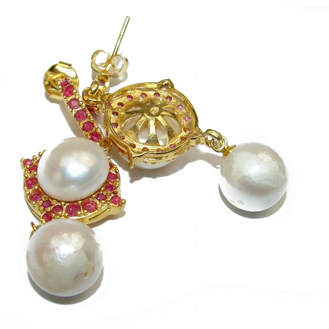 Real Beauty Pearl 14K Gold over .925 Sterling Silver handmade Earrings
