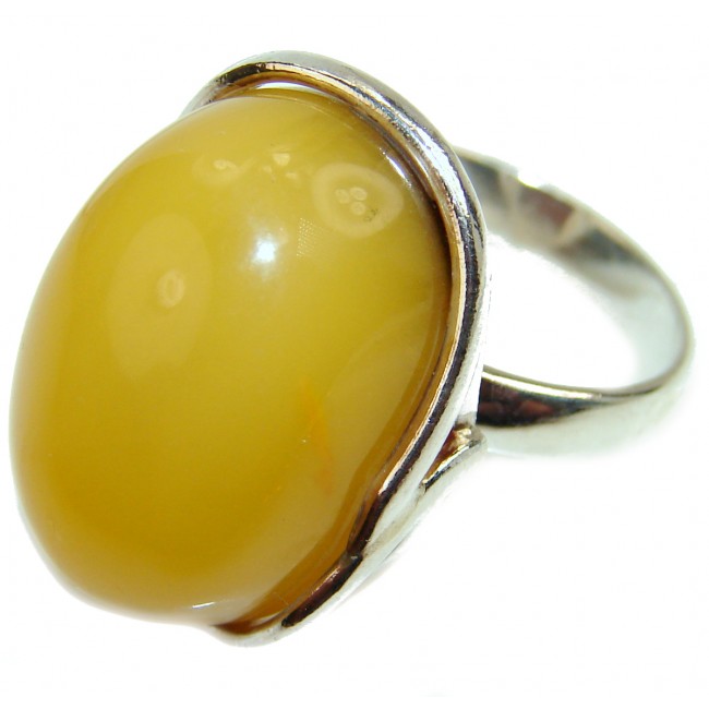 Authentic rare Butterscotch Baltic Amber .925 Sterling Silver handcrafted ring; s. 10