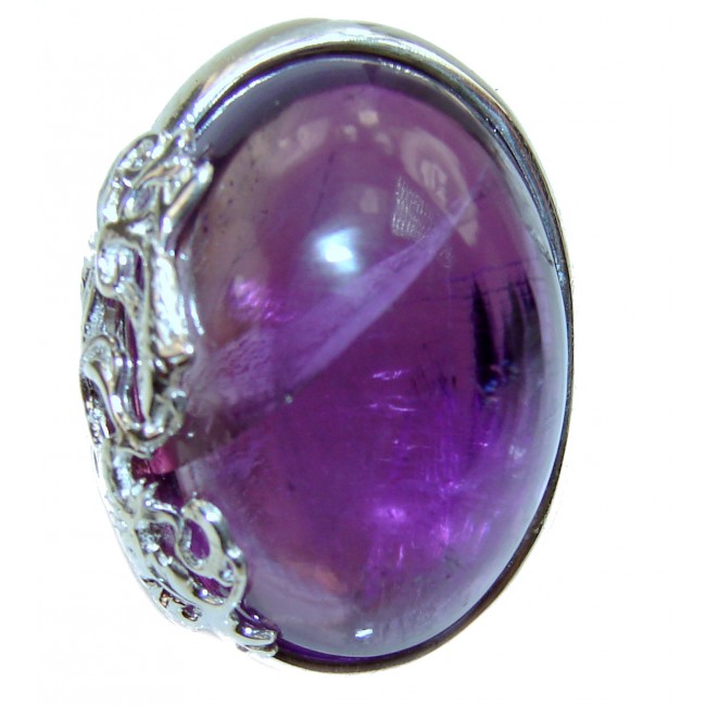Purple Beauty 28.5 carat authentic Amethyst .925 Sterling Silver Ring size 7 adjustable