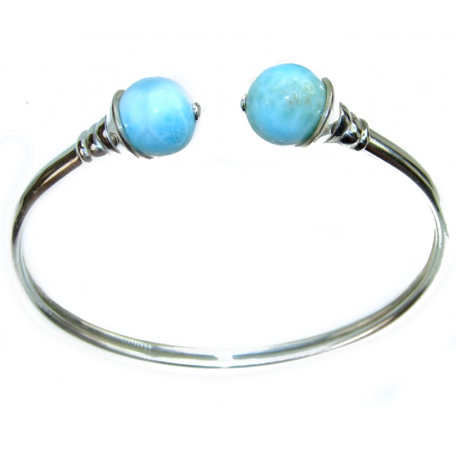 Sublime Beauty of Nature Blue Larimar .925 Sterling Silver handcrafted Hinged Bracelet