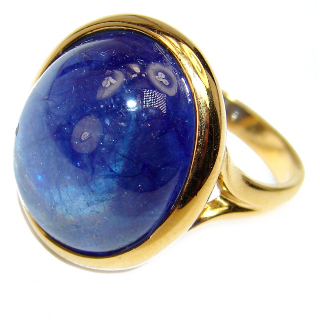 Royal quality unique Sapphire 18K Gold over .925 Sterling Silver handcrafted Ring size 7