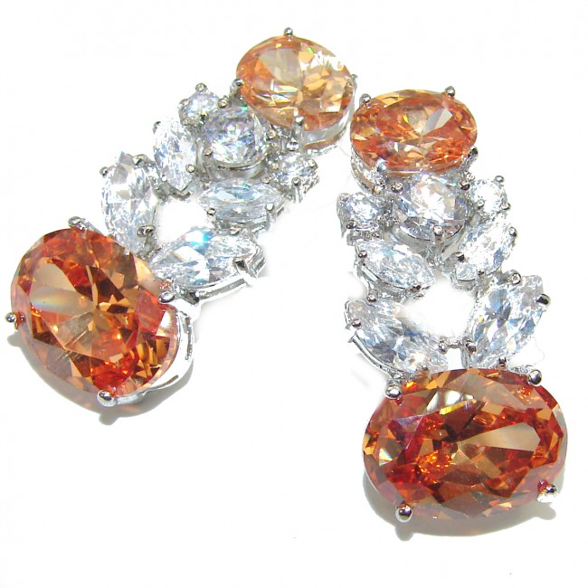 Ornient Beauty Authentic Golden Topaz .925 Sterling Silver handcrafted earrings