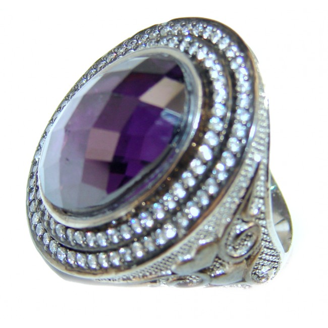 Purple Beauty 10.5 carat Amethyst .925 Sterling Silver Ring size 6 3/4