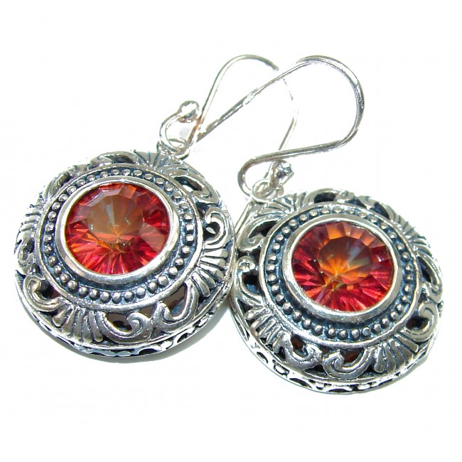 Red Rainbow Magic Topaz .925 Sterling Silver handmade earrings