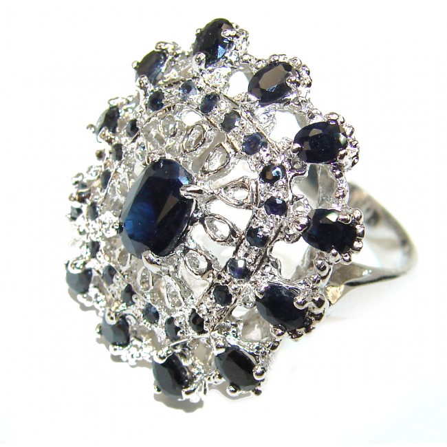 Authentic Sapphire .925 Sterling Silver handmade Ring s. 8 1/2