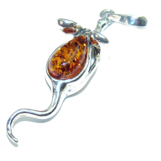 Cute Mouse Baltic Polish Amber Sterling Silver handcrafted pendant