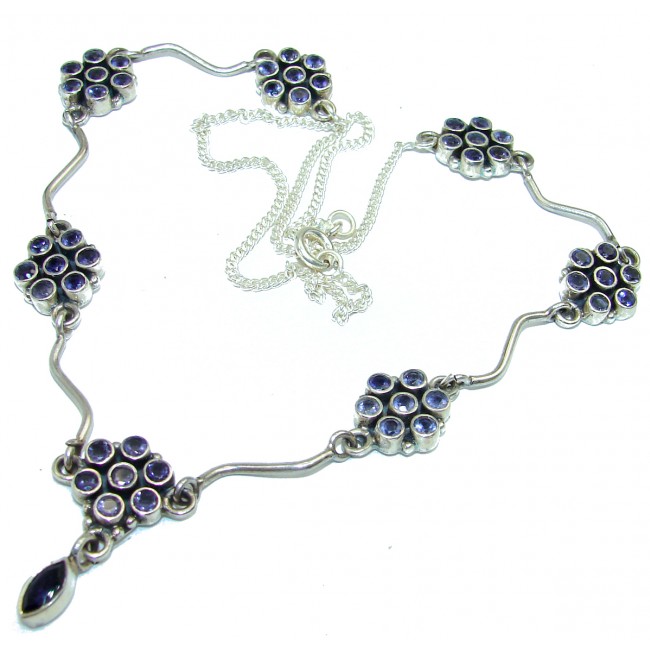 Great genuine Iolite .925 Sterling Silver handmade 20 inches long Necklace