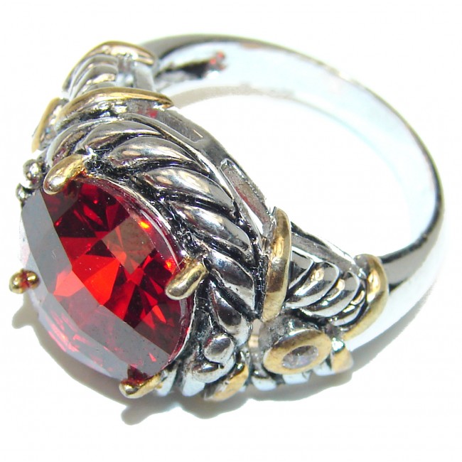 Falling in Love Red Topaz .925 Sterling Silver handmade Cocktail Ring s. 9