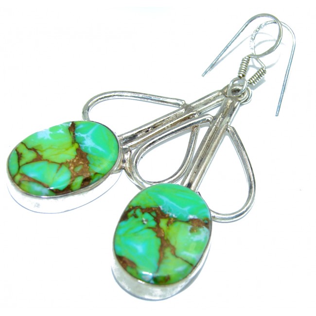 Perfect Green Turquoise .925 Sterling Silver earrings