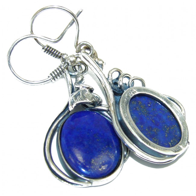 Outstanding Sublime Blue Lapis Lazuli .925 Sterling Silver earrings