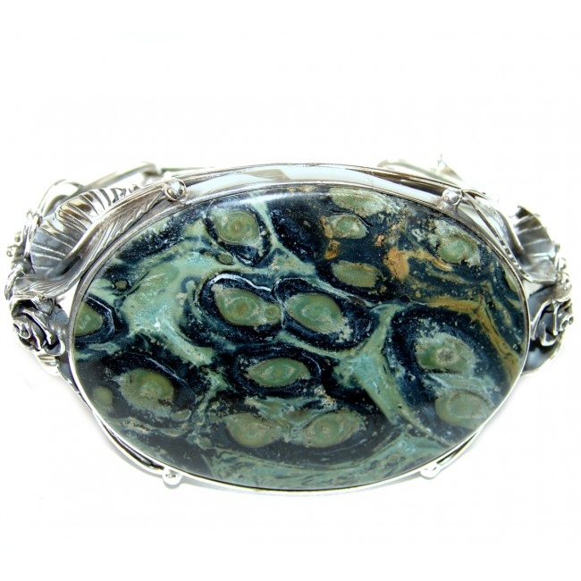 Beautiful Fine Art Natural Rhyolite .925 Sterling Silver bracelet Bangle