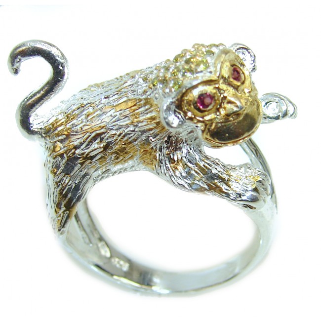 Happy Monkey Garnet .925 Sterling Silver Ring size 9 1/4