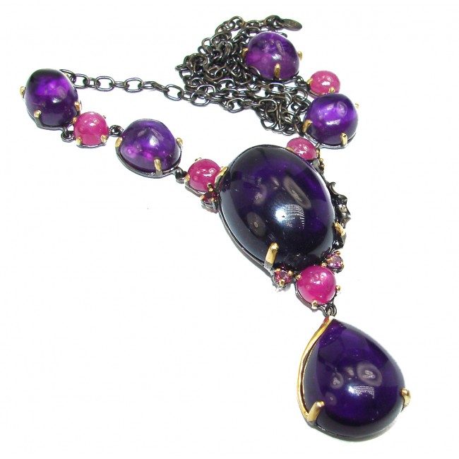 Great African Amethyst black rhodium over .925 Sterling Silver handcrafted necklace