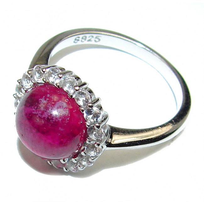 Spectacular Ruby 14K white Gold over .925 Sterling Silver handmade ring size 7