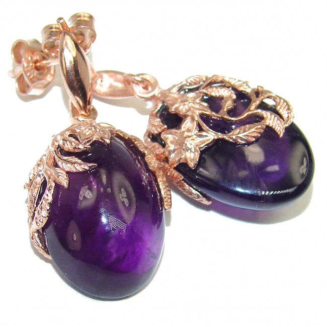 Luxury Authentic Amethyst 18K Gold over .925 Sterling Silver handmade earrings