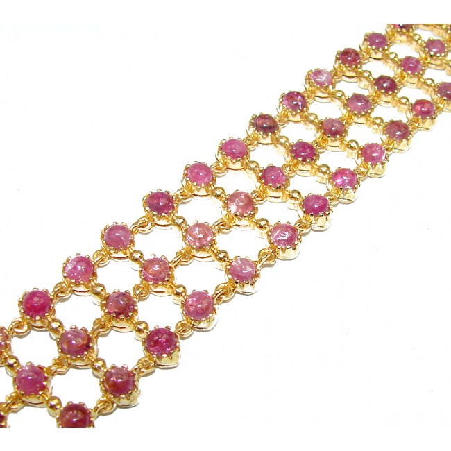 Luxury Victorian Style Authentic Ruby 18K Gold over .925 Sterling Silver handmade Large Bracelet