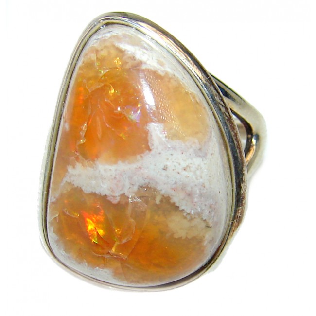 Excellent quality Mexican Opal 18K Gold over .925 Sterling Silver handcrafted Ring size 5 3/4