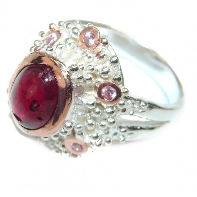 Spectacular Ruby .925 Sterling Silver handmade ring size 7