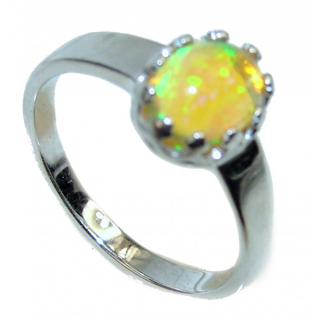 Precious 4.5 carat Ethiopian Opal .925 Sterling Silver handcrafted ring size 5 3/4