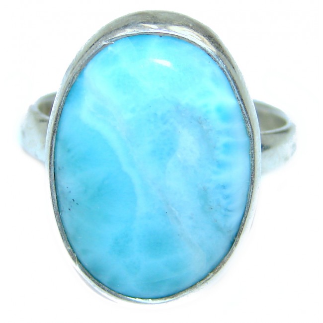 Natural Larimar .925 Sterling Silver handcrafted Ring s. 8 1/2