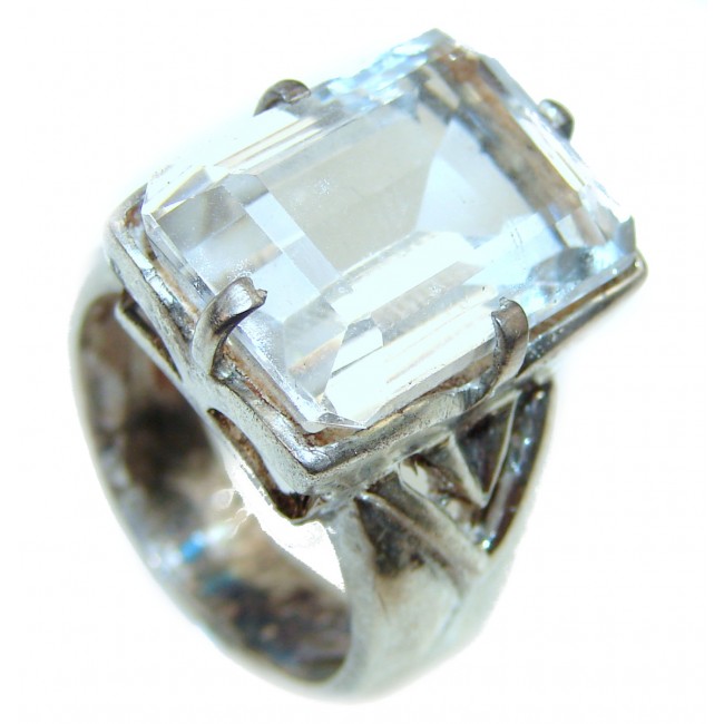White Topaz .925 Sterling Silver Cocktail handcrafted Ring s. 8