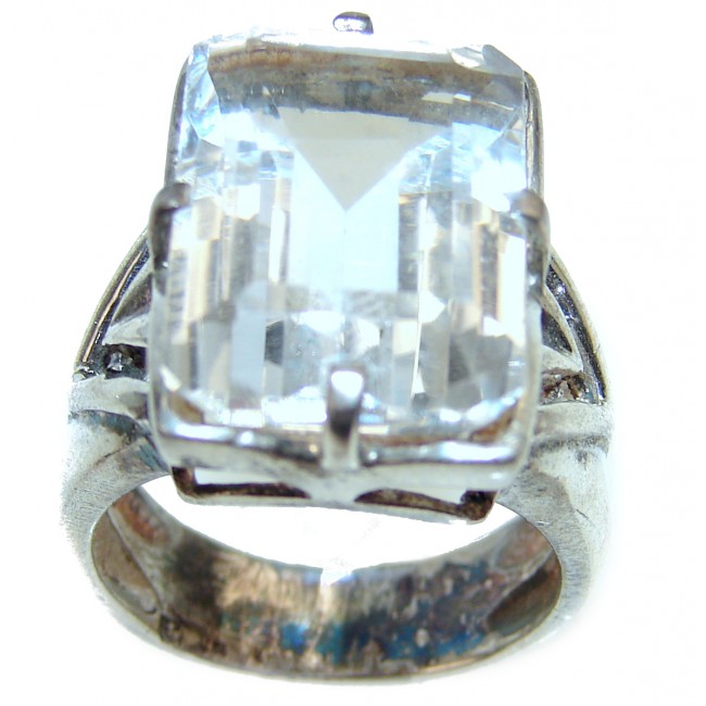 White Topaz .925 Sterling Silver Cocktail handcrafted Ring s. 8