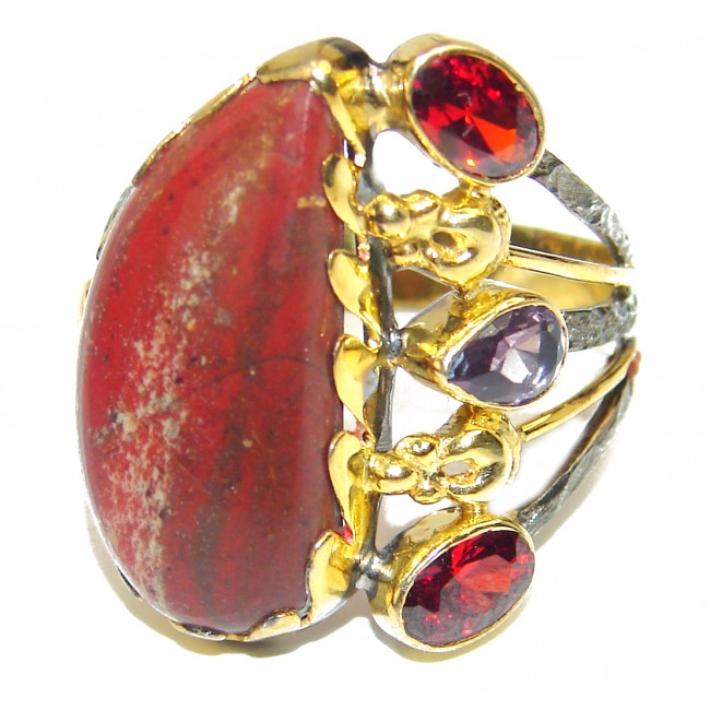 Genuine Red Jasper .925 Sterling Silver handcrafted ring s. 9
