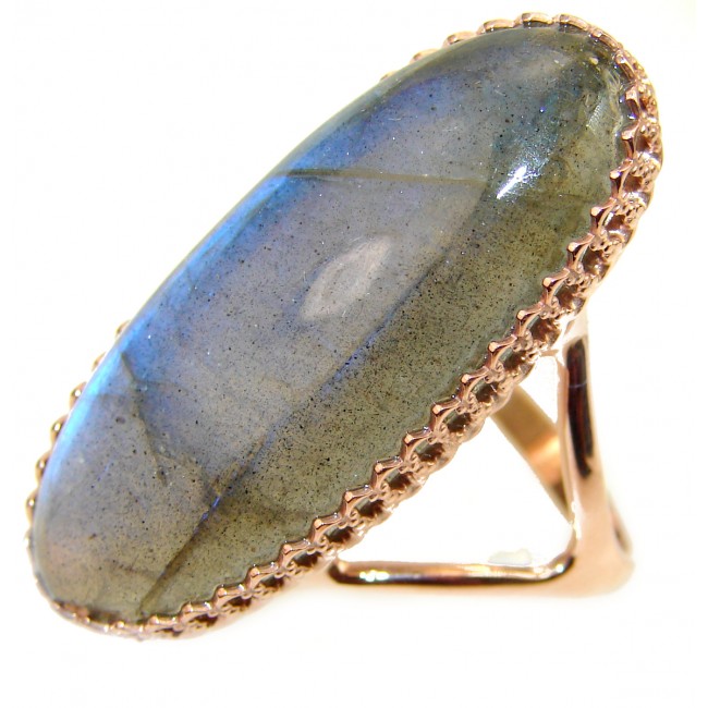 Perfect faceted Labradorite 14K Gold over .925 Sterling Silver handmade Ring s. 10 1/4