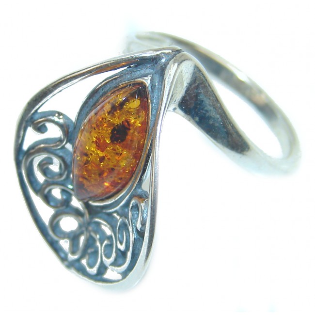 Authentic Baltic Amber .925 Sterling Silver handcrafted ring; s. 6 1/4