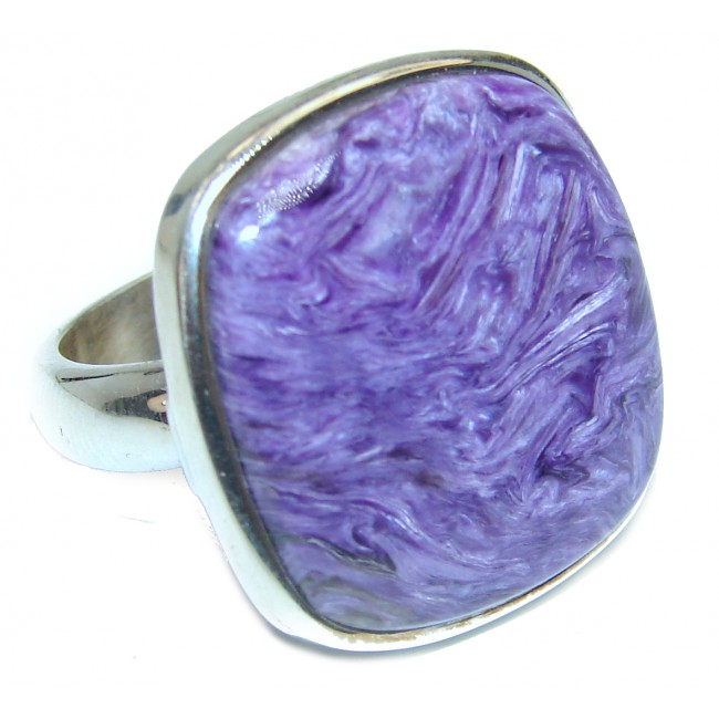 Natural Siberian Charoite .925 Sterling Silver handcrafted ring size 9